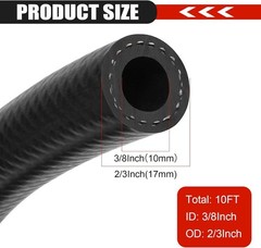 3/8 Inch ID Fuel Line Hose 10mm NBR Rubber 10FT Push Lock High Pressure Hose
