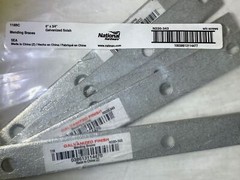 NATIONAL HARDWARE 118BC Mending Braces 6″ x 3/4″ Galvanized Finish – 5Pcs
