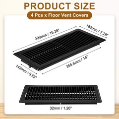 4 Pieces for 6×14 Inch Black Walkable Floor Ventilation Grilles