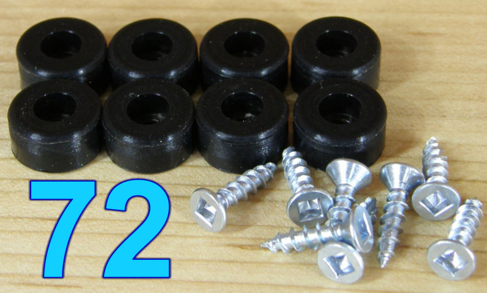 72 Rubber Bumper Feet (SMALL 1/2″ DIA) Black Utility SILICONE with Screws