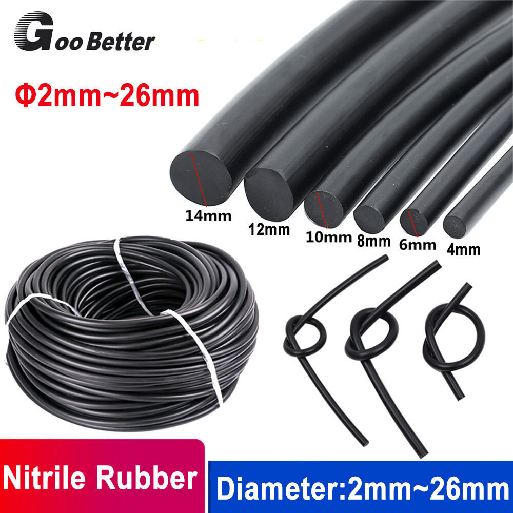 Solid Nitrile Rubber Cord O-Ring Strip Anti Oil Seal Gasket Dia 2 to 22mm Black