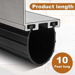 Garage Door Weather Stripping Bottom Rubber Seal Replacement for 10 ft, Black
