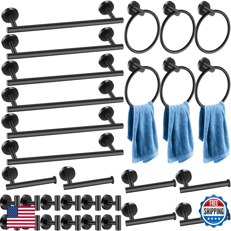 Blulu 30 Pcs Bathroom Hardware Set Stainless Steel Towel Bar Set Includes 16