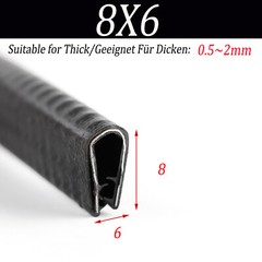 U-Shape Car Door Edge Strip Lock Molding Rubber Seal Trim Protector Thick 0.5~12