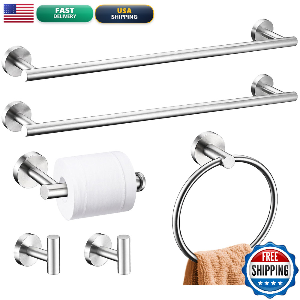 Kwanicas 6 Pieces Brushed Nickel Bathroom Hardware Accessories Set Sus304