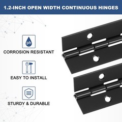 20×1.2 Inch Heavy Piano Hinge, 10Pcs with Piano Holes, Black