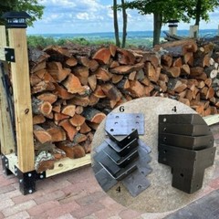 14pc PostHugger™ Firewood Cradle Log Rack Bracket Set For 4×4 Posts – 1/8″ Steel