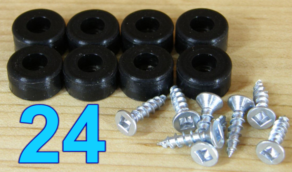 24 Rubber Bumper Feet (SMALL 1/2″ DIA) with Screws Utility Black Silicone