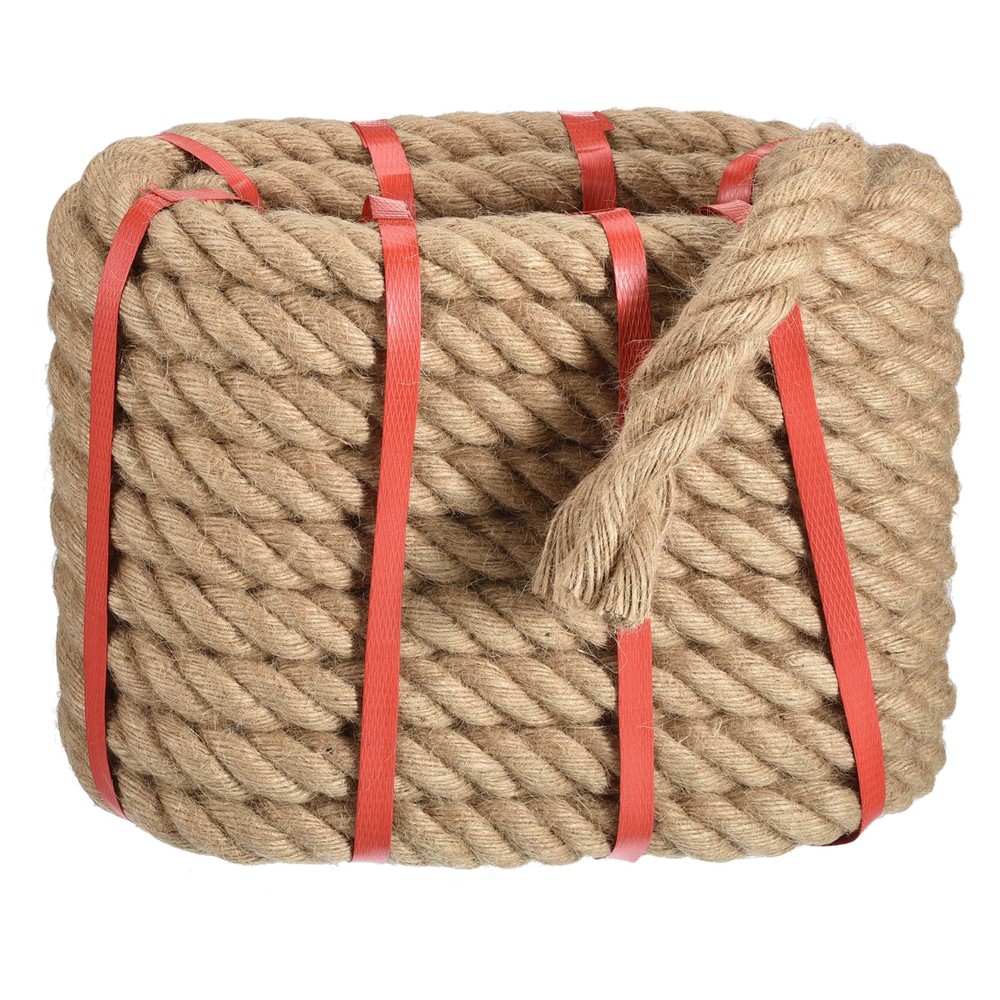 Natural Jute Rope, 63/64 in x 50 Ft Thick Twisted Manila Rope Multipurpose