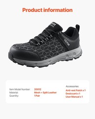 Steel Toe Shoes for Men, US Size 12 Wide, Men’s Cushion Sport Safety Toe Athleti