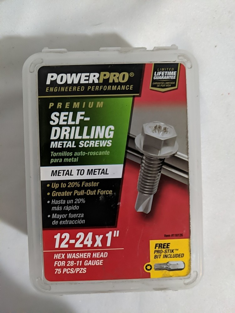 Power Pro, Self-Drilling, Hex Washe Head, 12-24 x 1-In., 60-Ct. Item# 116127
