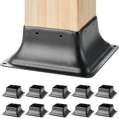 4×4 3.6×3.6in Heavy Duty Powder-Coated Steel Post Base Bracket 10Pcs