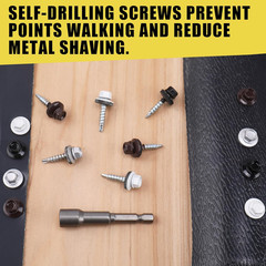 JEGONFRI 300Pcs #10 X 1 Galvanized Hex Head Self-Drilling Metal Roofing Screws,
