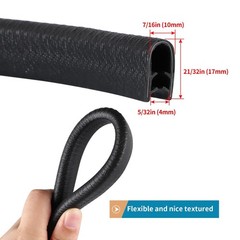 Rubber Edge Trim Guard 10ft/3m, Adhesive Free Door Edge Protector, U Shape Ed…