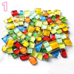 200g Sparkly Glitter Glass Mosaic Tile Mixed Color Shape DIY Craft for Gift
