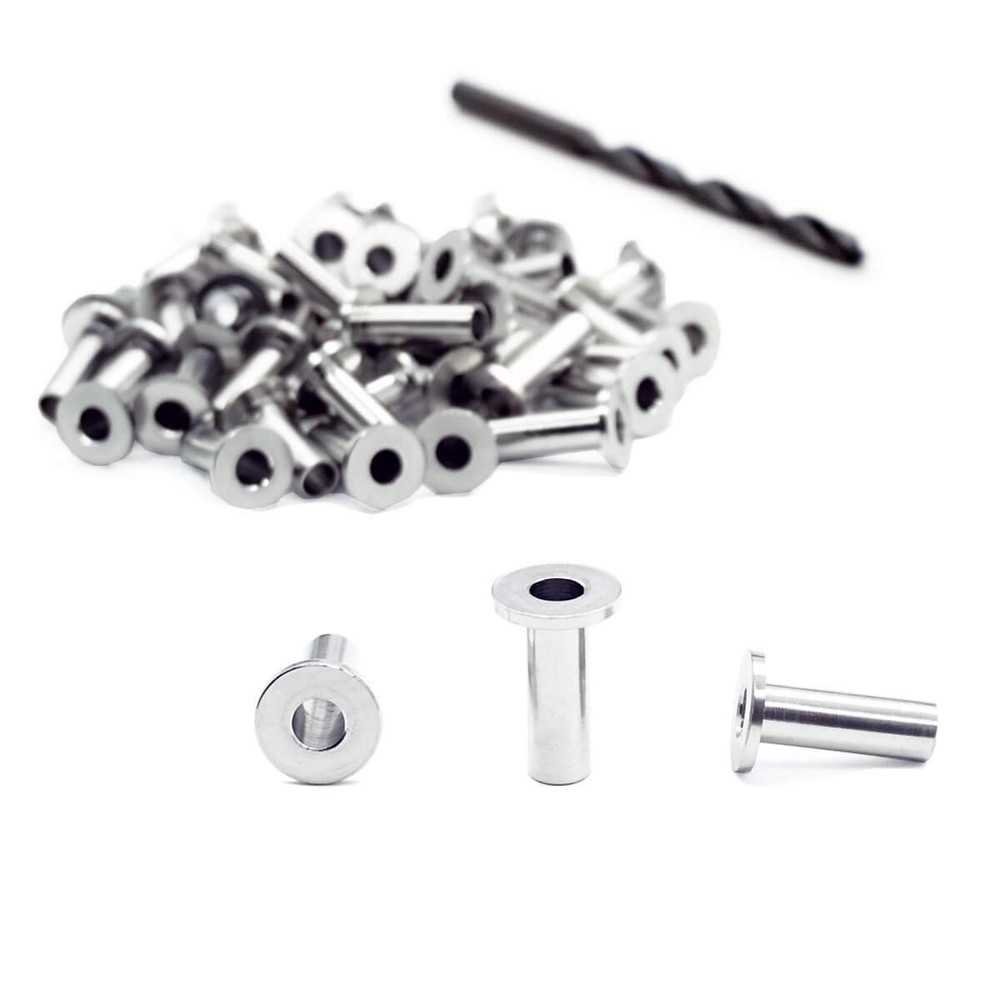 Fayevorite Stainless Steel Protective Sleeves for 1/8″ 5/32″ or 3/16″ Silver