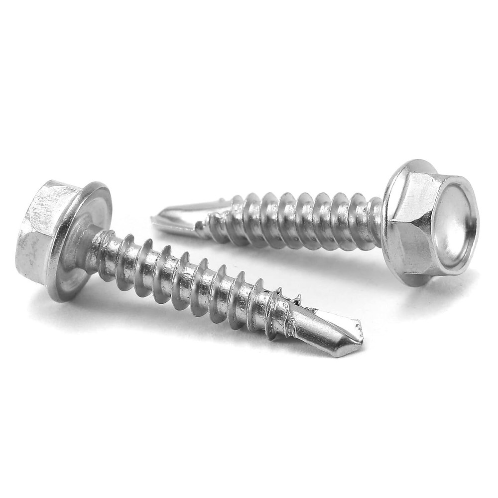 #10 x 1″ Sheet Metal Screws 100PCS 410 Stainless Steel Hex Washer x