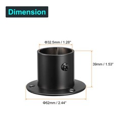 1.28” Dia Stainless Steel Pole Socket Rod Holder Support with Screws, 2Pcs