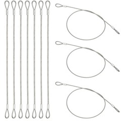 10 Pcs Dia. 1.5mm 20″ Long Stainless Security Ropes with Double Loops, Silver