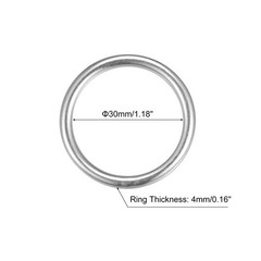 316 Stainless Steel Round Ring Welded O-Rings 30mm(1.18″) ID 4mm Thick 6pcs