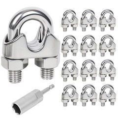 12 Pcs 3/8 inch Stainless Steel Wire Rope Cable Clamp Clips,Wire Rope Clamp,C…