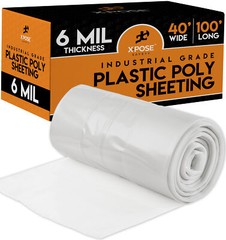 Clear Poly Sheeting – 40×100 Feet – Heavy Duty, 6 Mil Thick Plastic Tarp