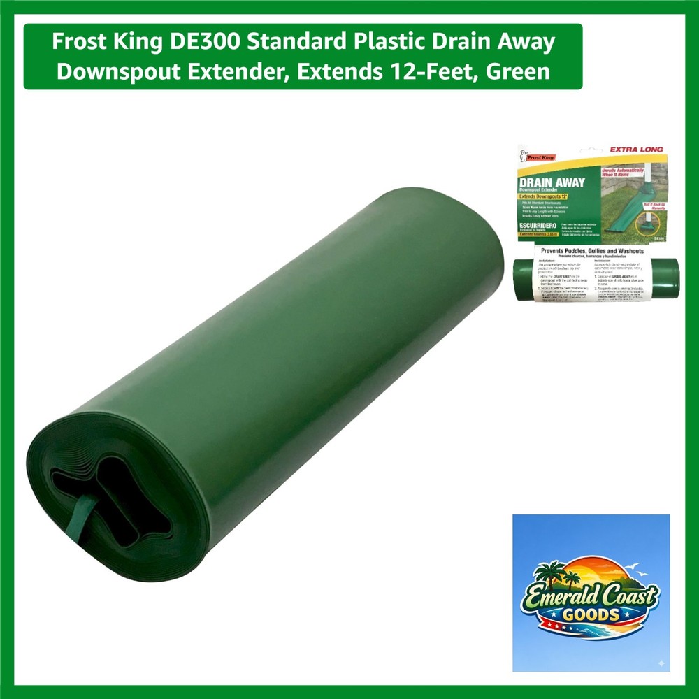 Frost King DE300 Standard Plastic Drain Away Downspout Extender, Extends 12-F…