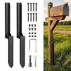 Fence Post Repair Kit 32-Inch Heavy Duty Steel Anchor Stakes for 4×4/6×6