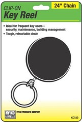 Key Reel Clip, Retractable, Black With 24-In. Chain – KC189