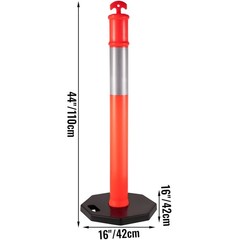 5Pack Delineator Posts 44 Inch Height, Orange PE Delineator Post Kit 10 inch