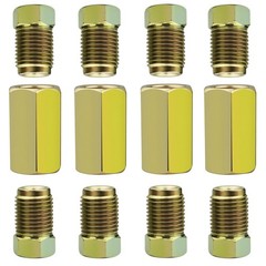 4 Sets of 3/16” Brake Line Tubing Unions (Connectors) with 8 Nuts (3/8 