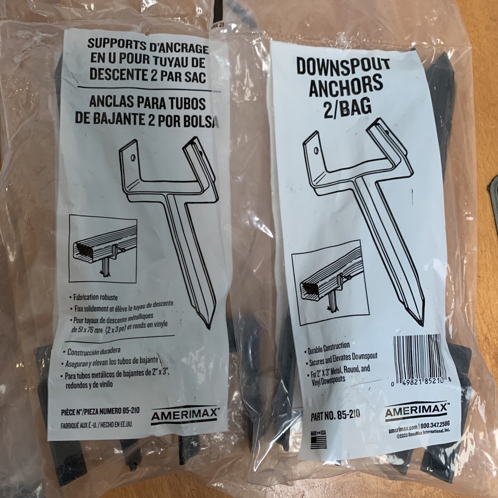 Amerimax 10.5 in. H X 3 in. W X 2 in. Gray Vinyl Downspout Anchor, 2-2packs