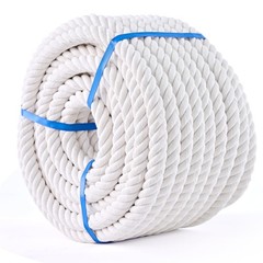 White Cotton Rope 1/2in × 100ft Natural Twisted,Available as Used for Tug o