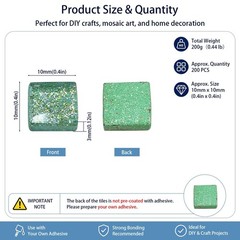 200 pcs Mosaic Tiles, CNYMANY Mixed Color Glitter Mosaic Glass Pieces Tiles f…