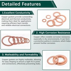 350 PCS, Premium M5, M6, M8, M10, M12, M14, Copper Washers – Metric – 350 Pcs