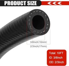 3 8 Inch 10mm ID Fuel Line Hose 10FT Nbr Rubber Push Lock High Pressure 300PSI