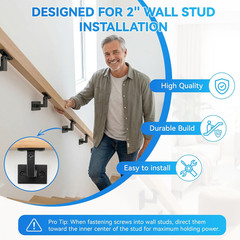 Adjustable Black Handrail Brackets – 6 Pack for Stairs & Corridors