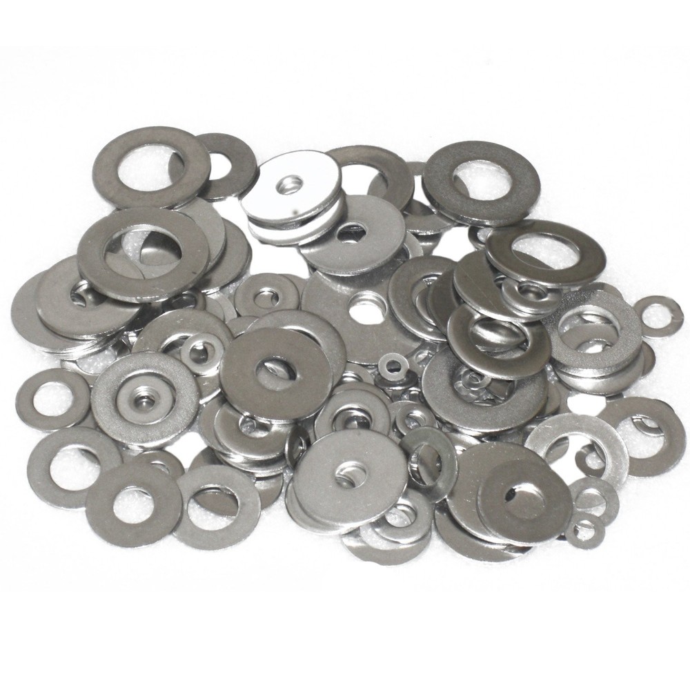 Wideskall® Zinc Plated Steel Flat Washers Set Assortment Pack of 80, Silver