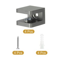 Glass Shelf Clamp, 4Pcs Glass Clip Holder Support for 5-8 mm Thick, Black