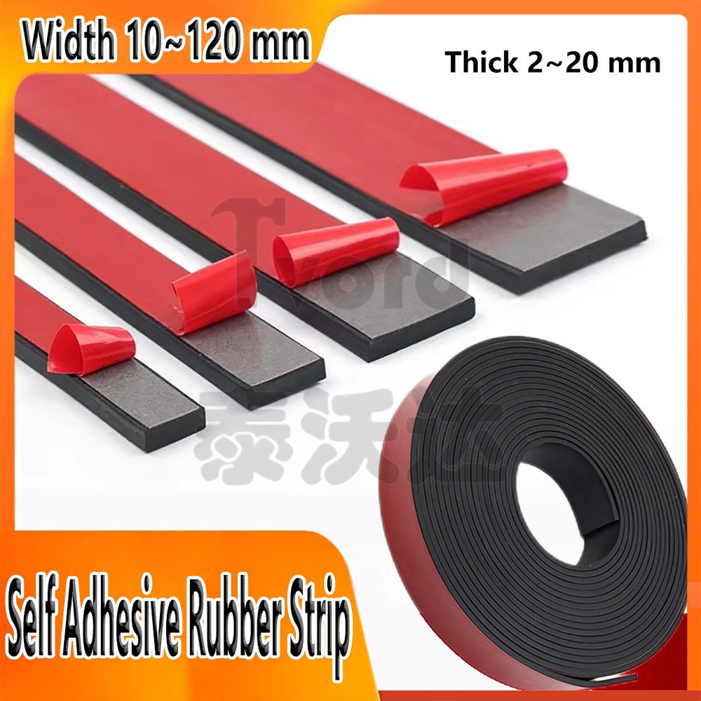 Self Adhesive Rubber Strip Pads Adhesive Backed Solid Seals Gasket Wide 10~120mm