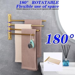 Gerzwy Wall Mount Bath Towel Rack 4 Arms Hanger Towel Holder Bathroom Swing Arm