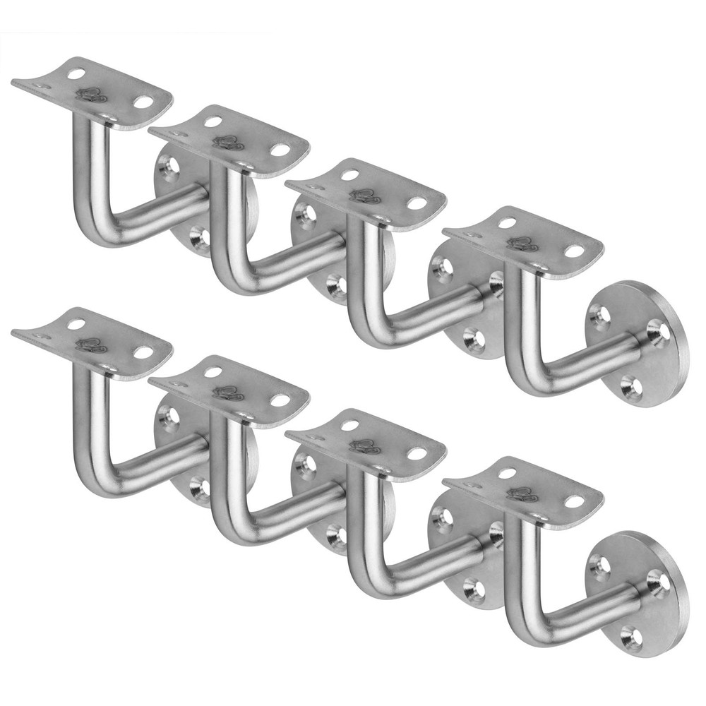 8 PCS Staircase Handrail Brackets Round Wood Metal Wall Mount 304 Stainless