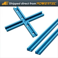 POWERTEC 71713 48 Inch Double-Cut Profile Universal T-Track w/ Intersection Kits