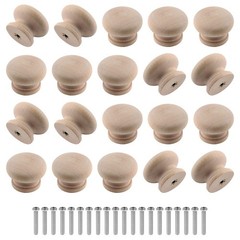 Zorfeter 20 Pcs Wood Unfinished Drawer Knobs Small Mushroom