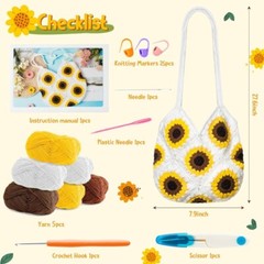 1 Set Hand-knitted Bag Material DIY Handmade Floral Pouch Gift Crochet Kit Craft