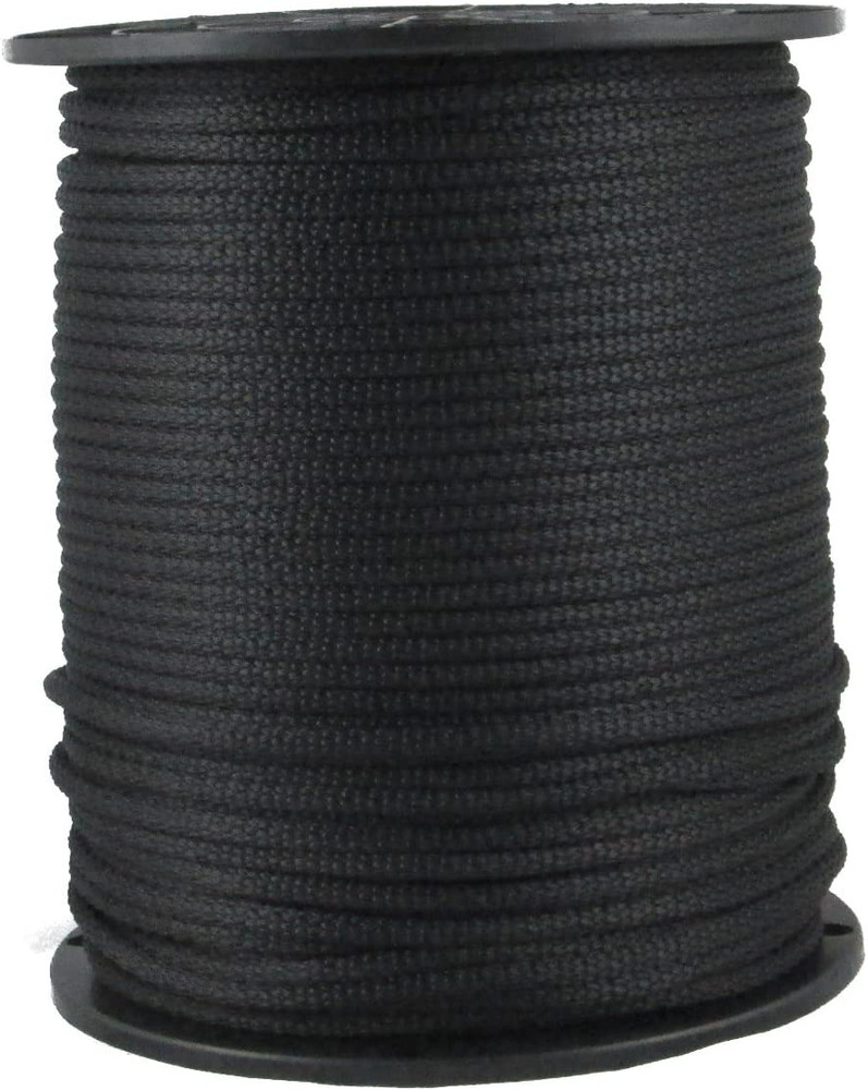 3/16 Inch Black Dacron Polyester Rope – 500 Foot Spool | Solid Braid – Industria