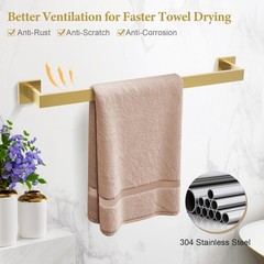 Turs Brushed Gold Bathroom Hardware Set 4-Piece Bath Towel Bar Set 24 Inch