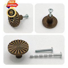 PDETVEO 5 PCS 30mm Antique Brass Cabinet Knobs, Round 5 Pieces,
