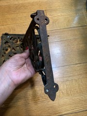 Lot Of 2 Rusty Victorian style Cast Iron Shelf L Brackets Fleur de lis Filigree