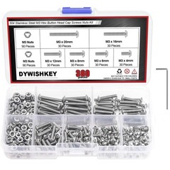 DYWISHKEY 360 Pieces M3 x 4mm/6mm/8mm/12mm/16mm/20mm Stainless Steel 304 Hex …